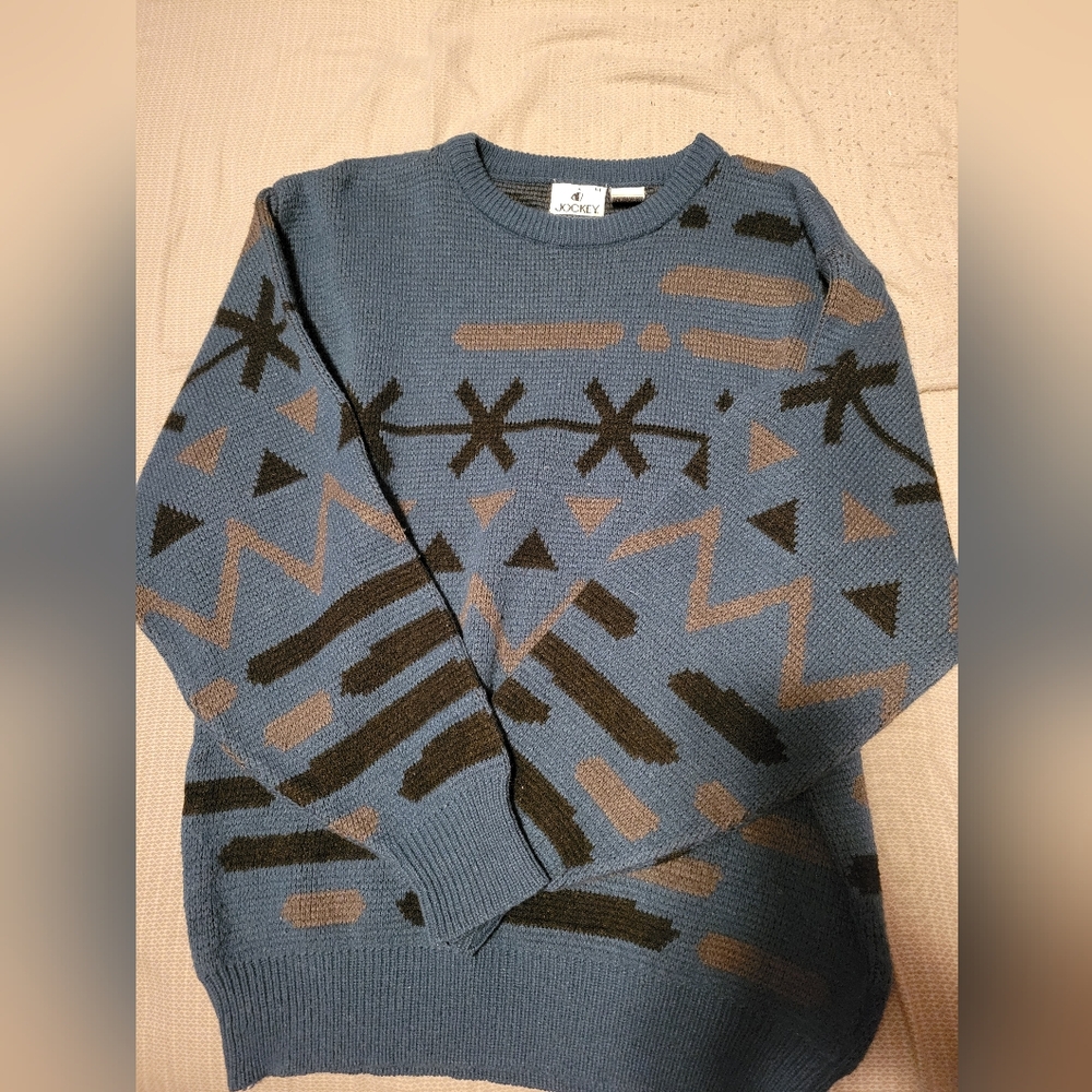 Jockey Blue and Brown Patterned Sweater